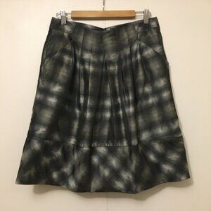 Retro Jacquard Pleated Pocketed Bubble Forest Green Lined Skirt